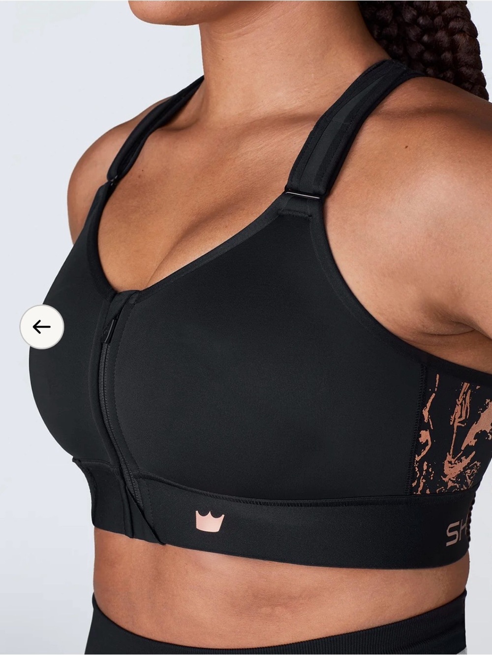 SHEFIT Flex Sports Bra Black Adjustable Zip Front Medium Impact 2X - Picture 2 of 6